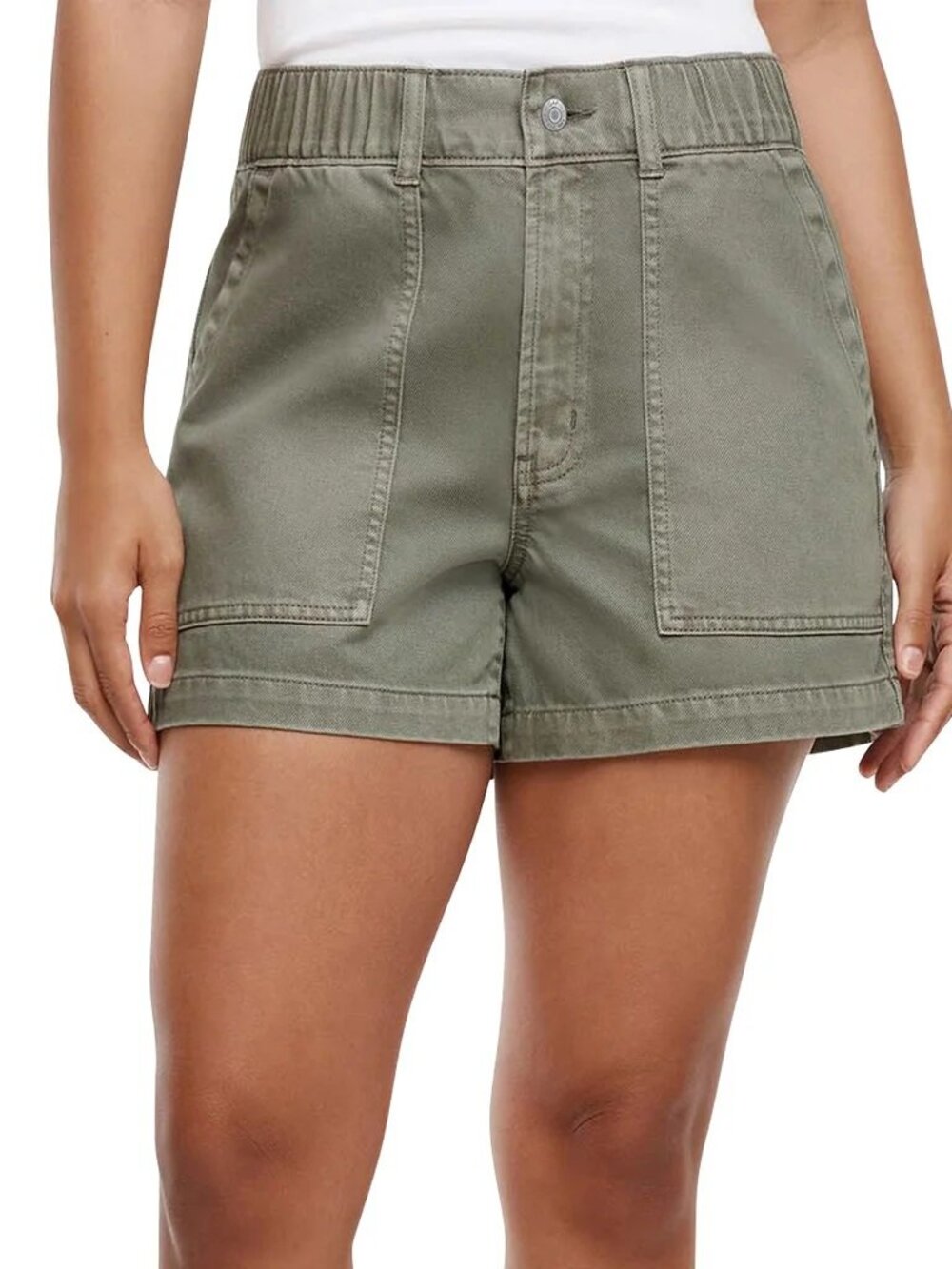 New GAP Womens Elastic Waist Twill Shorts S NWT Green Stretch High Waist 4"